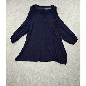 Lane Bryant Womens Swing Tee Navy Blue Size 26/28 Rayon Blend 3/4 Sleeve Pre-Own